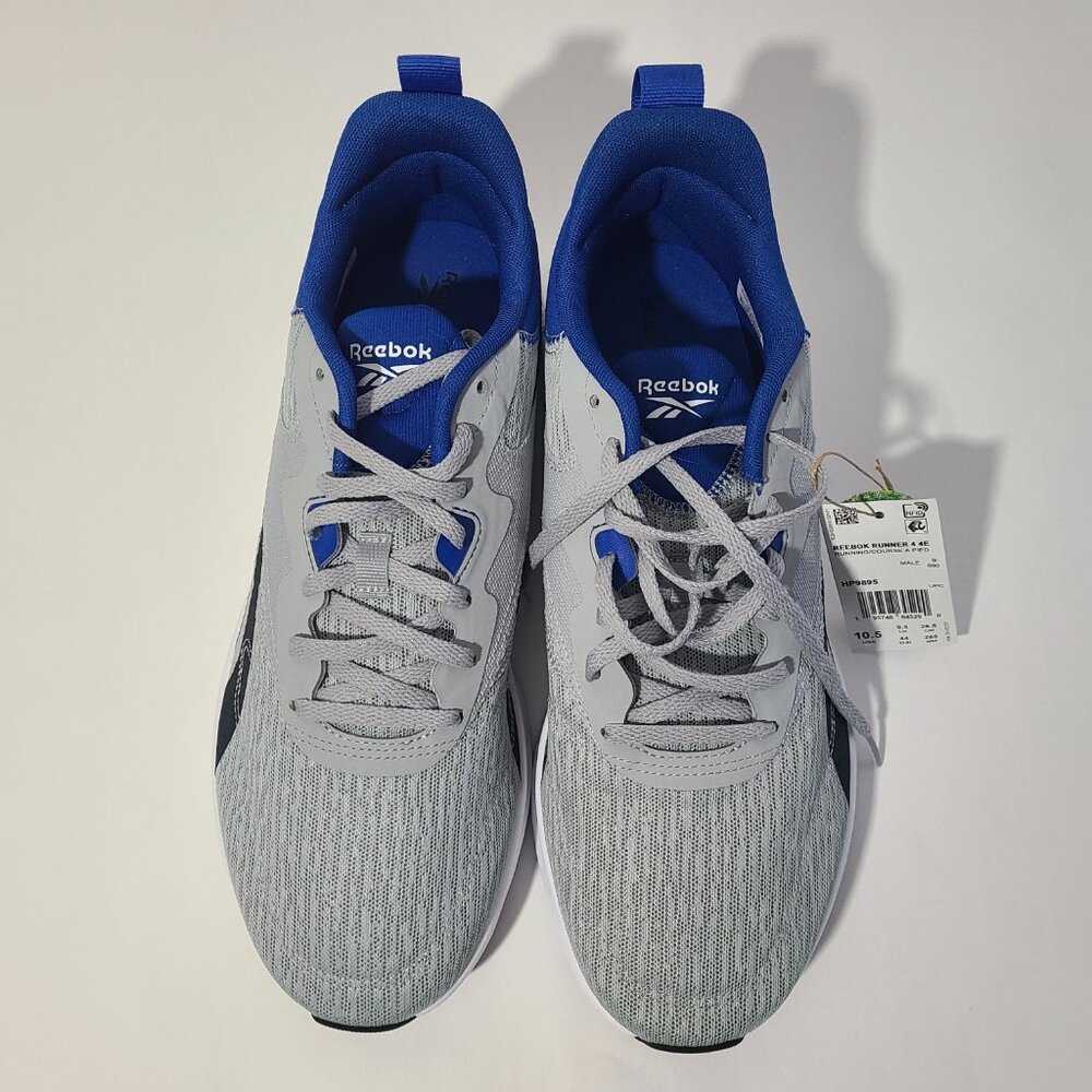 Reebok Runner 4 4E Pure Grey Vector Blue Men's Shoes Size 10.5 NWT - Picture 2 of 9